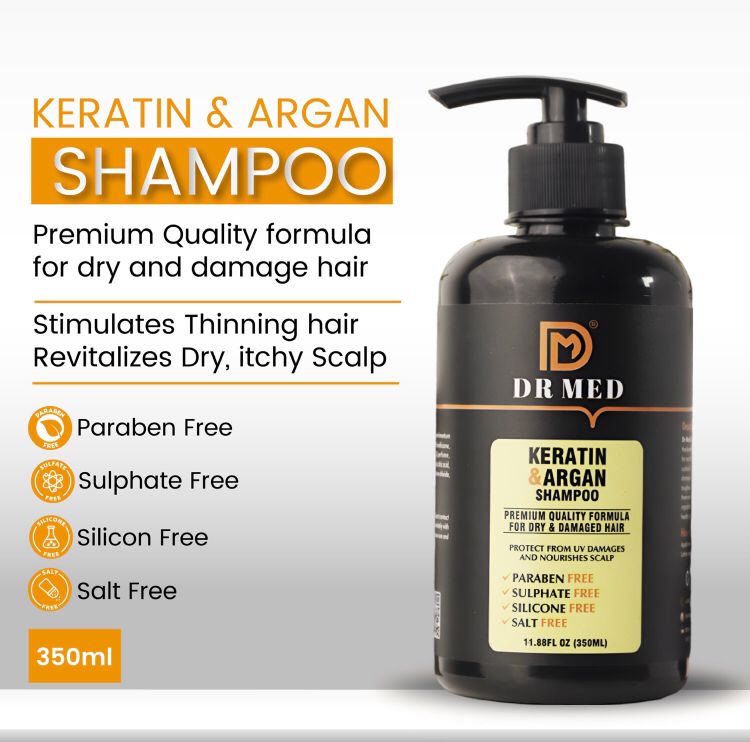 DR MED Keratin and Argan Shampoo and Hair Mask Duo for Resilient Hair Care Unlocking Strength and Shine