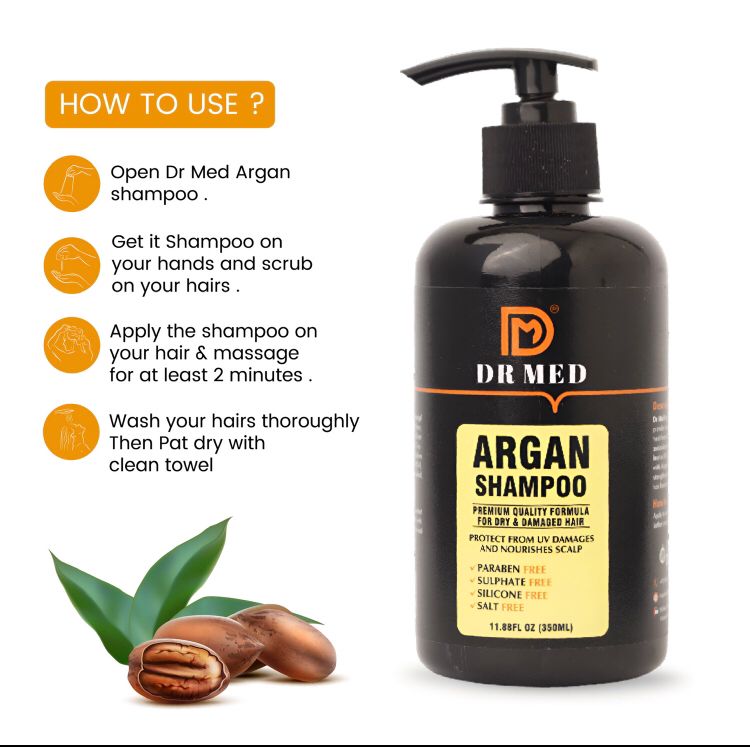 DR MED Argan Shampoo for Luxurious Hair Care" 350ML.