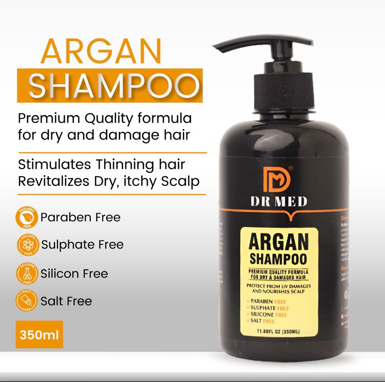 DR MED Argan Shampoo for Luxurious Hair Care" 350ML.