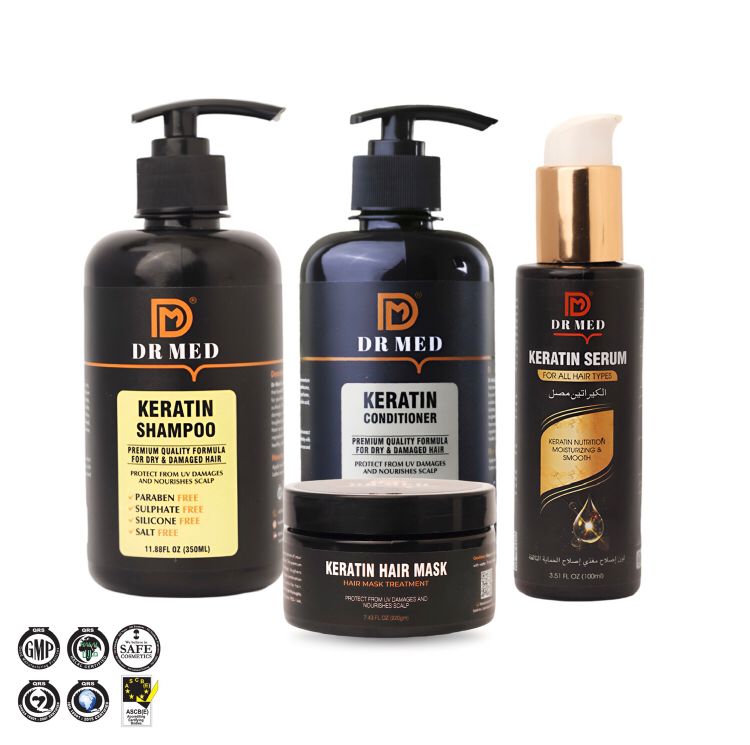 DR MED 4-Pack Keratin Hair Care Set for Gorgeous, Healthy Hair, Silky Smooth Locks"