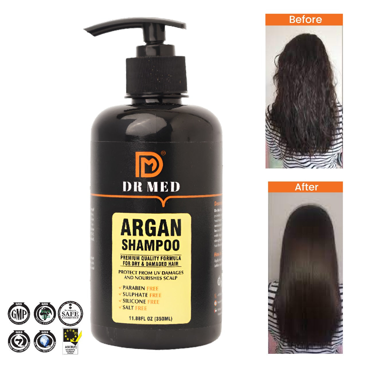 DR MED Argan Shampoo for Luxurious Hair Care" 350ML.