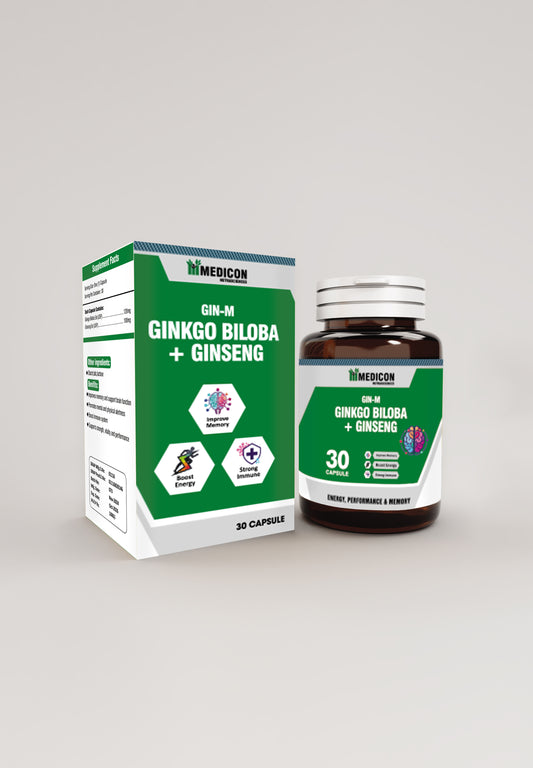 Ginkgo + Ginseng ( Energy, Performance & Memory ) 30 Capsules.