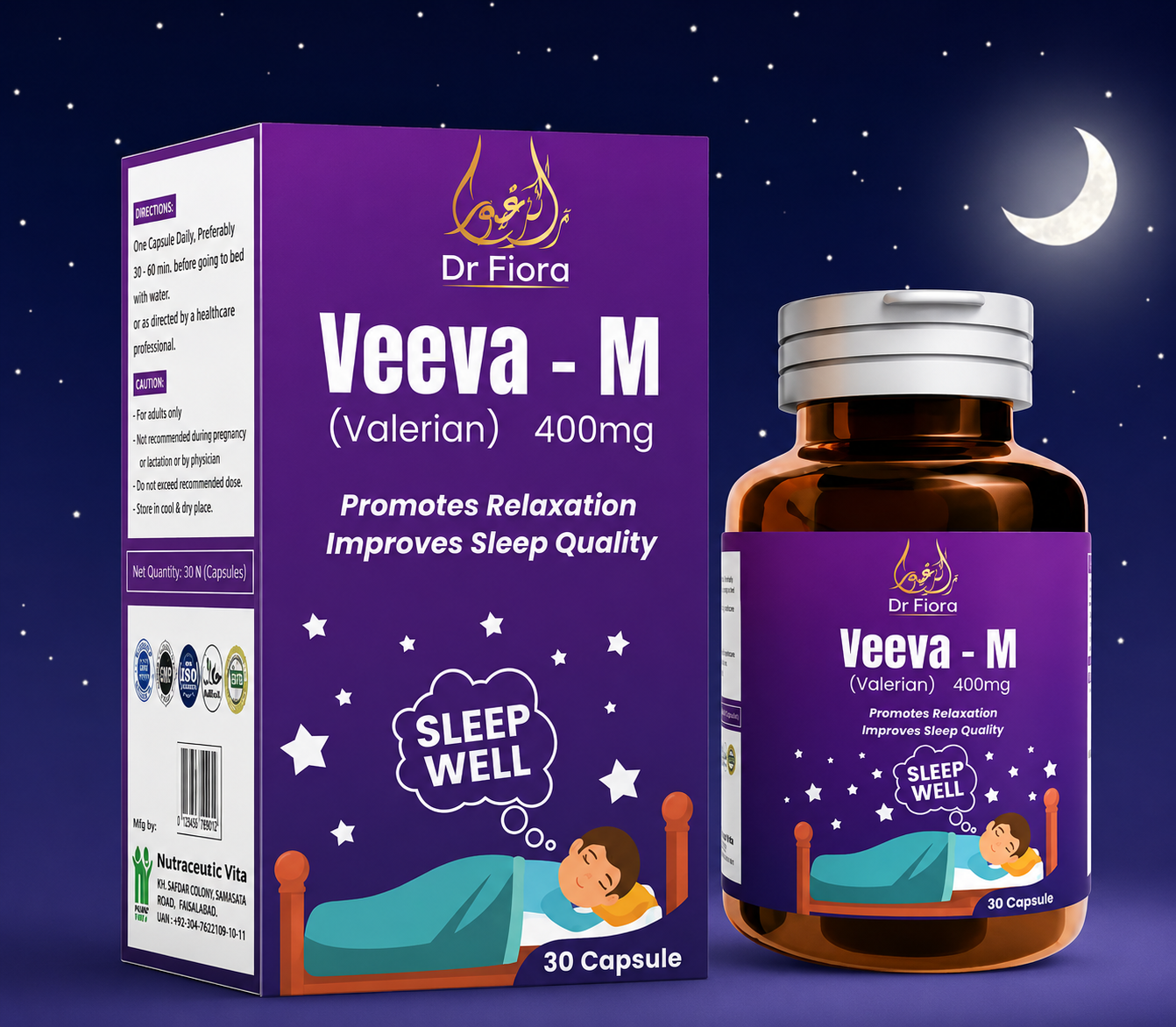 Veeva-M Valerian 400mg – Sleep Wellness & Relaxation. Total 90 Capsules