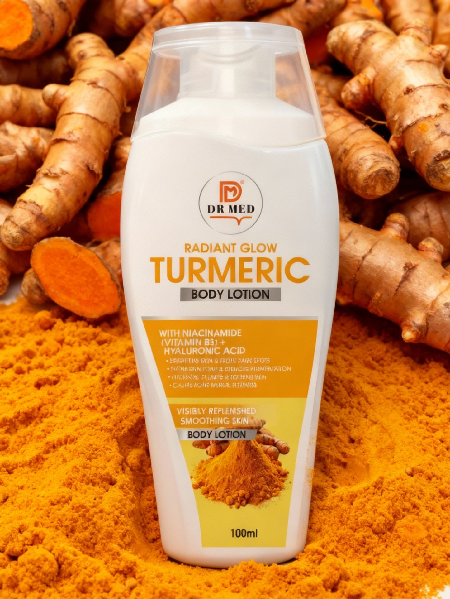 Turmeric Body Lotion with Niacinamide (Vitamin B3) + Hyaluronic Acid – Skin Brightening, Deep Hydration & Dark Spot Removal – 100ml