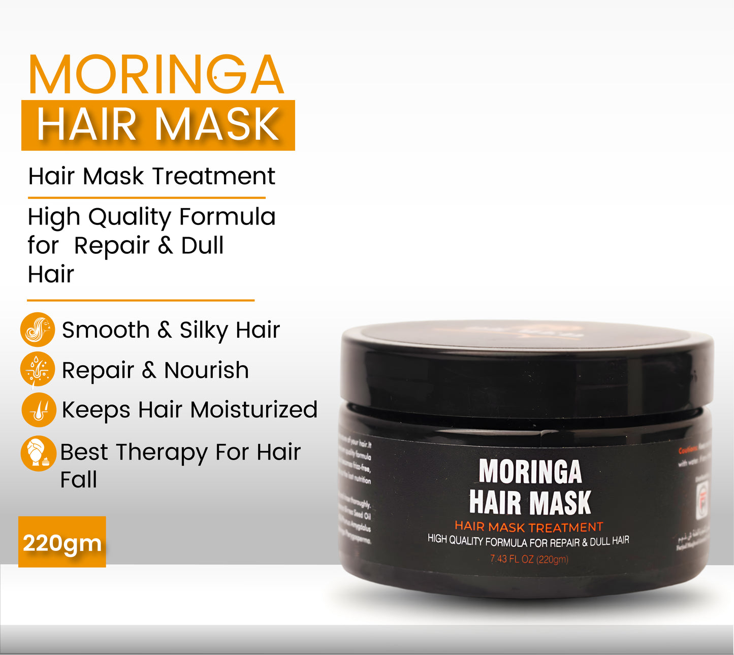 DR MED Moringa Hair Mask - Professional Treatment for Hair Repair, Nourishment Beauty & Revitalizing Moringa Hair Care Treatment- 220g