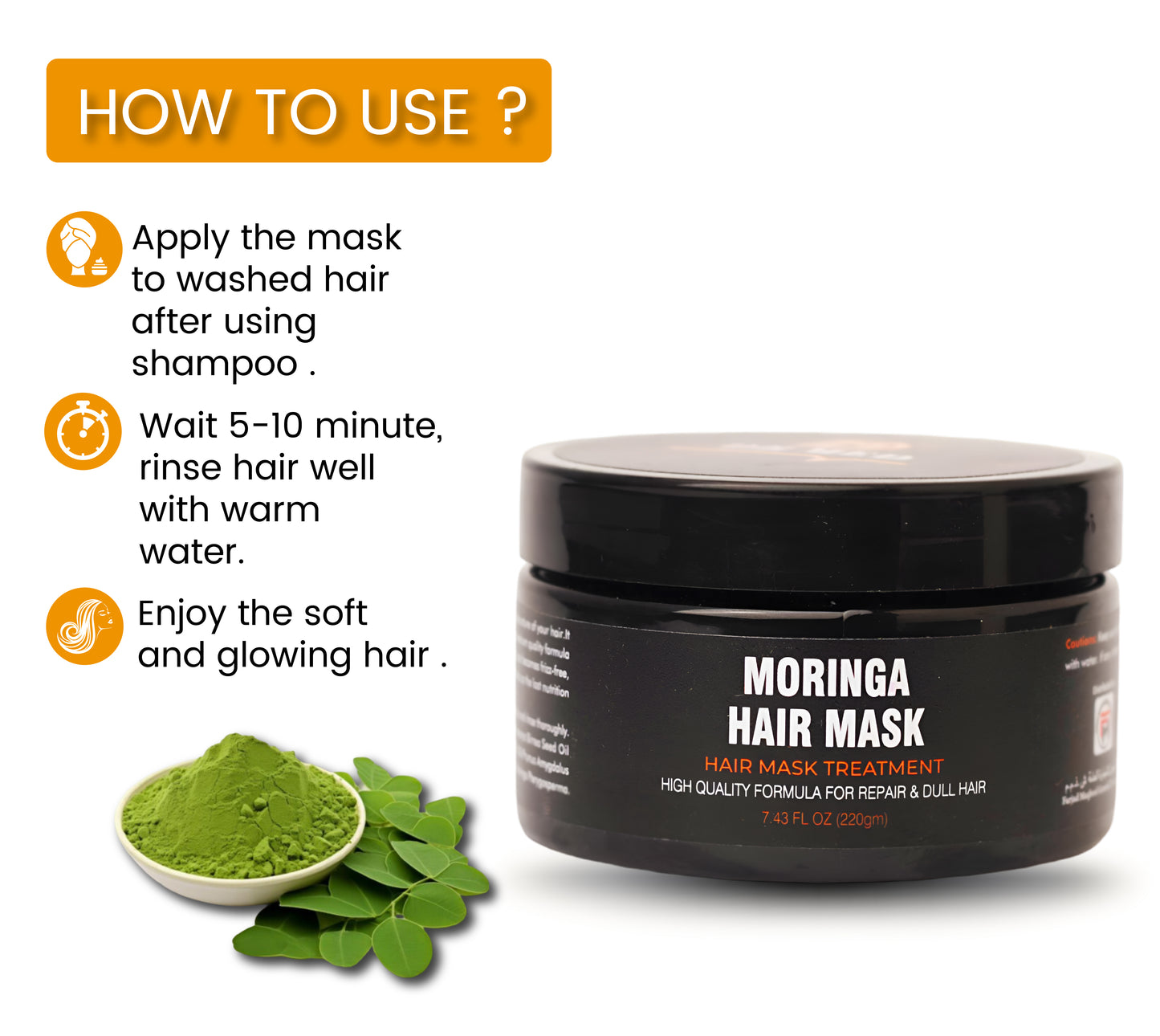 DR MED Moringa Hair Mask - Professional Treatment for Hair Repair, Nourishment Beauty & Revitalizing Moringa Hair Care Treatment- 220g