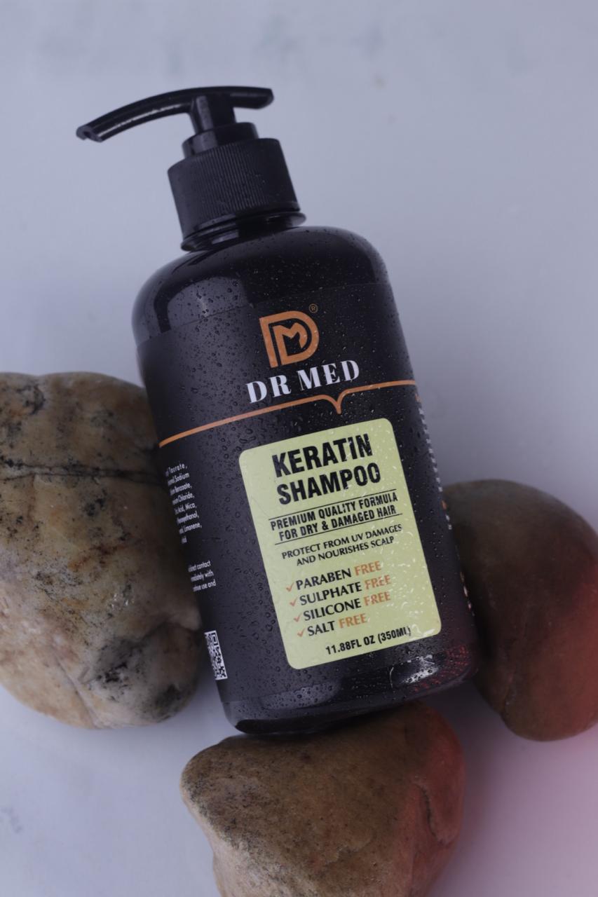 "DR MED Keratin Haircare Trio: Shampoo, Conditioner, and Hair Mask for Revitalized Locks"