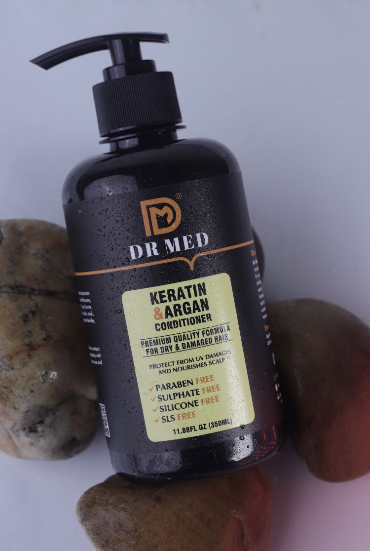 "DR MED Keratin and Argan Conditioner: Strengthening Hydration for Luxurious Hair - 350ML