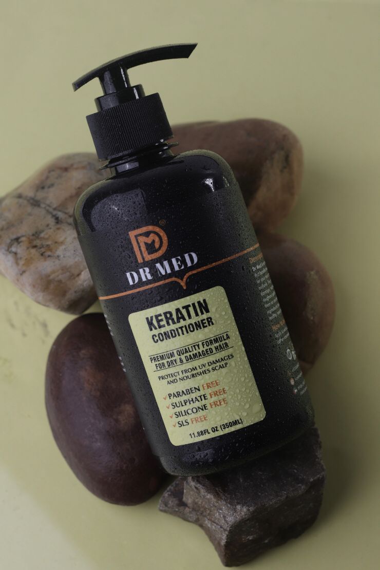 "DR MED Keratin Haircare Trio: Shampoo, Conditioner, and Hair Mask for Revitalized Locks"