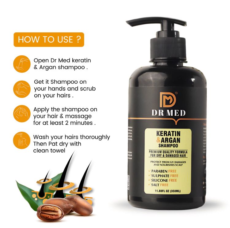 DR MED Keratin & Argan Oil Enriched Shampoo 350ML.