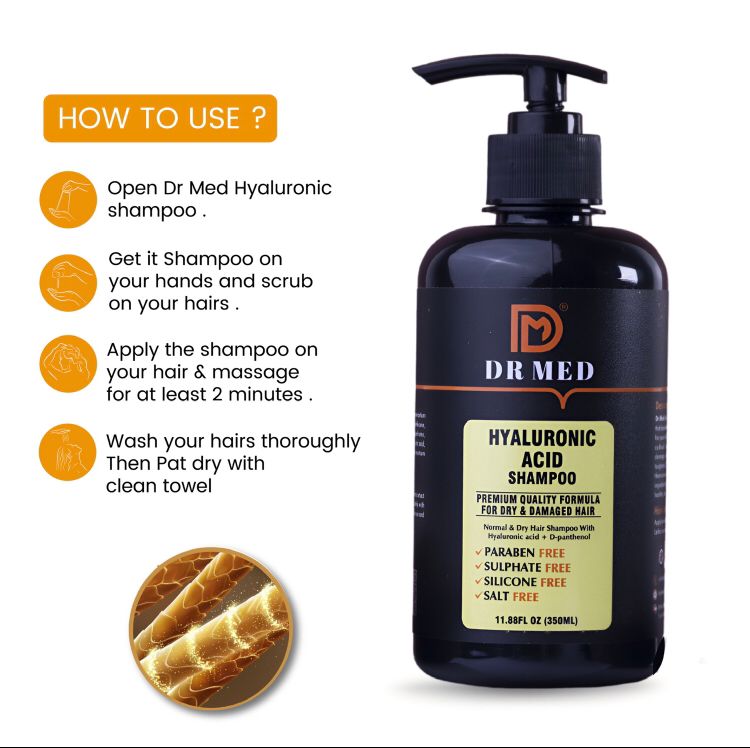 "DR MED Hyaluronic Acid Shampoo: Deep Hydration for Healthy Hair - 350ML"