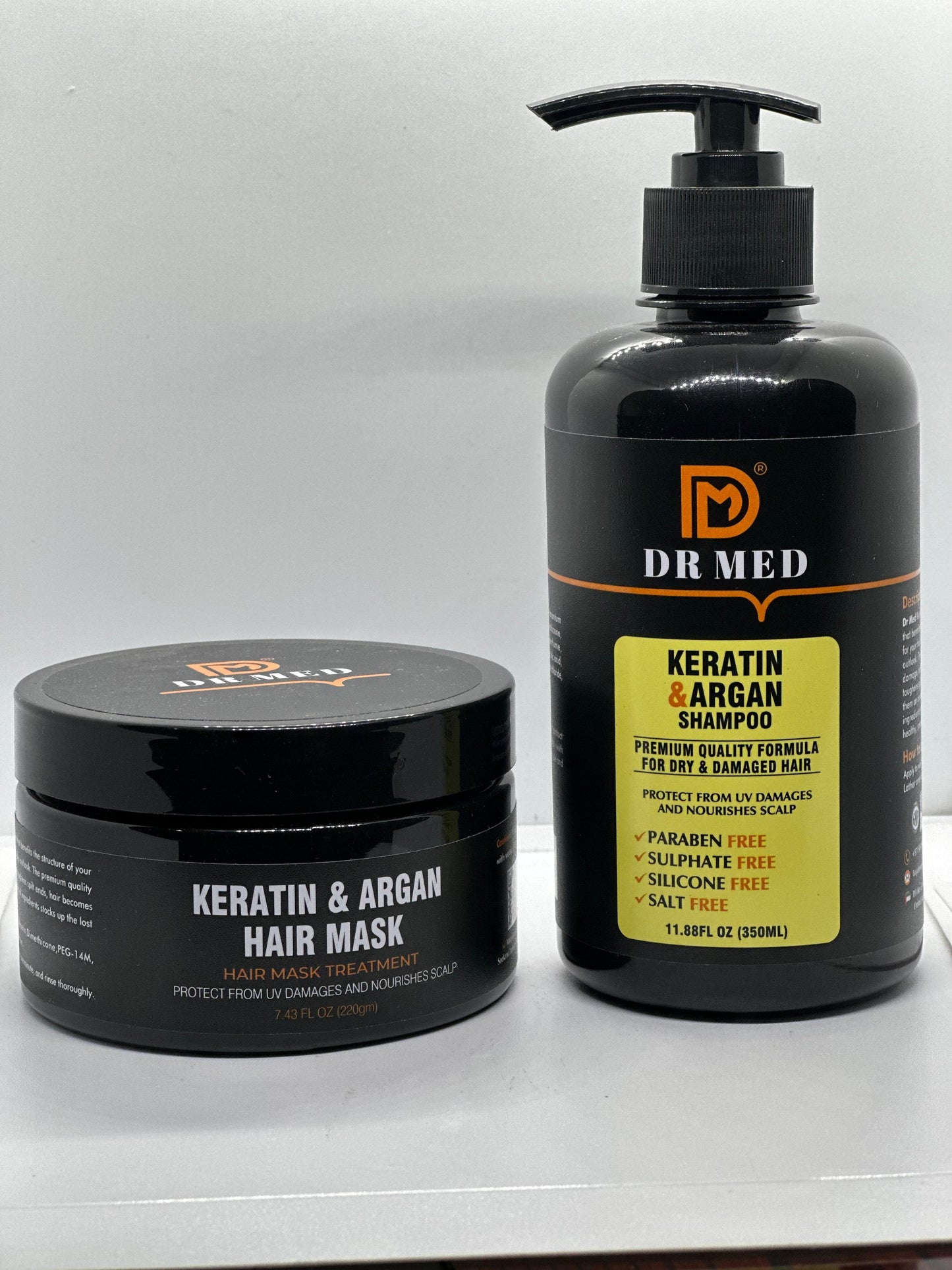 DR MED Keratin and Argan Shampoo and Hair Mask Duo for Resilient Hair Care Unlocking Strength and Shine