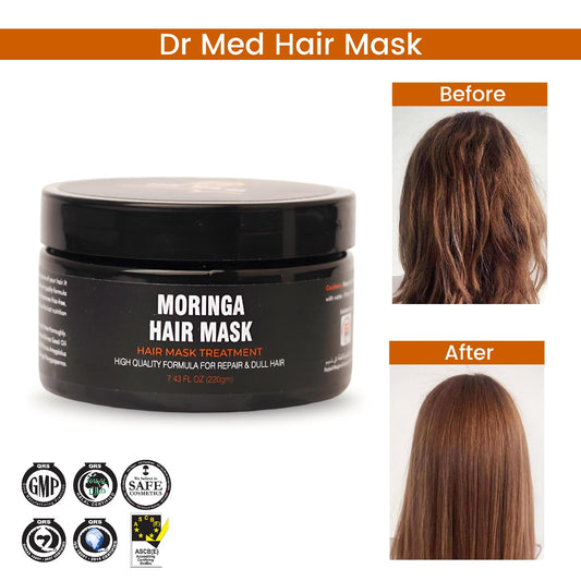 DR MED Moringa Hair Mask - Professional Treatment for Hair Repair, Nourishment Beauty & Revitalizing Moringa Hair Care Treatment- 220g