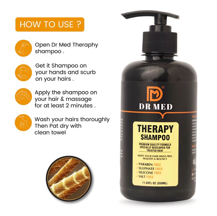 DR MED Therapy Sulphate Free - Paraben free - silicon free - salt free Shampoo - Best for Damaged hairs 350ml