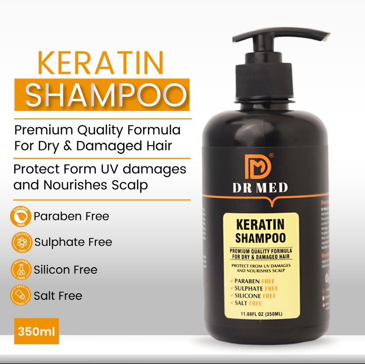 DR MED Keratin Shampoo - Paraben-Free, Sulphate-Free, Silicone-Free, Salt-Free Transformation for Strong, Silky Hair