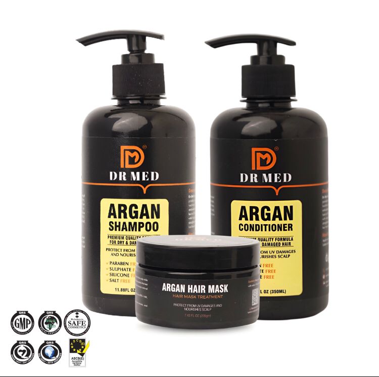 "DR MED Argan Trio: Nourishing Haircare Set for Silky.