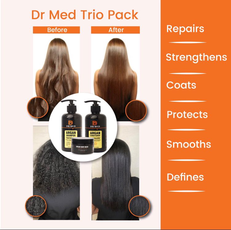 "DR MED Argan Trio: Nourishing Haircare Set for Silky.