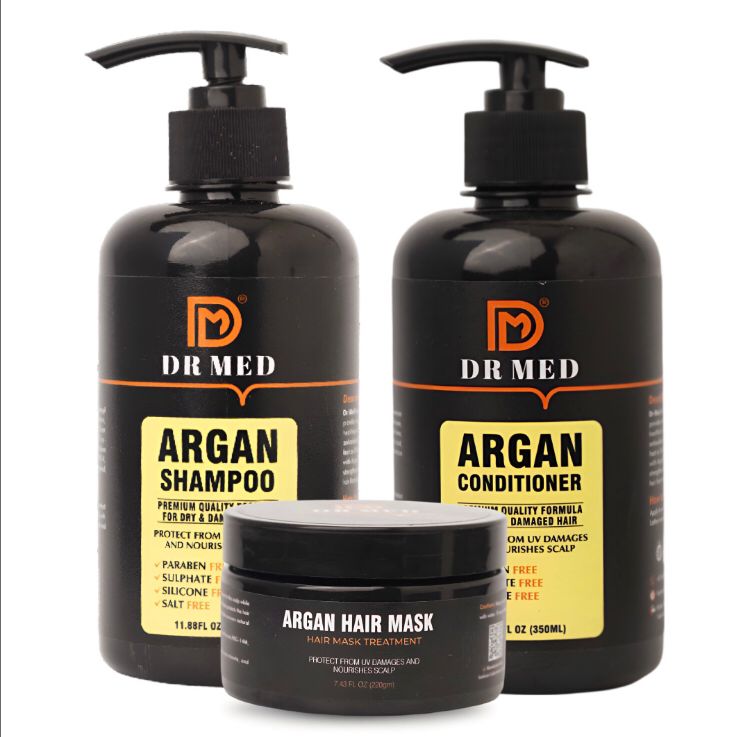 "DR MED Argan Trio: Nourishing Haircare Set for Silky.