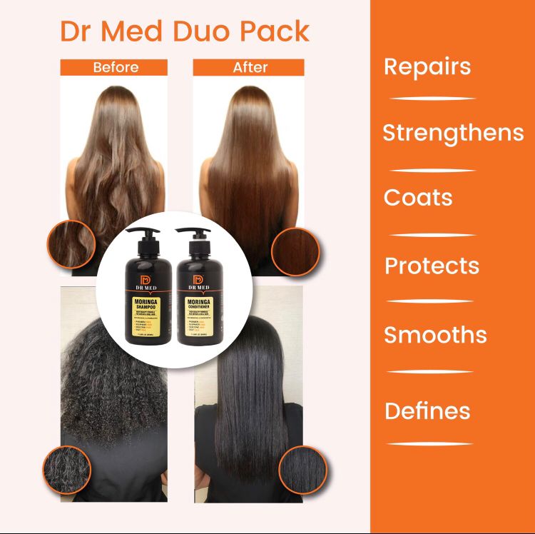 DR MED Moringa Shampoo and Conditioner Pack of 2 High Quality and Formula For Repair & (Dull Hair)