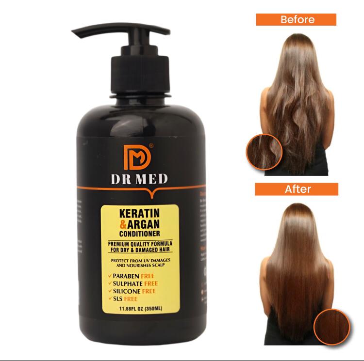 "DR MED Keratin and Argan Conditioner: Strengthening Hydration for Luxurious Hair - 350ML