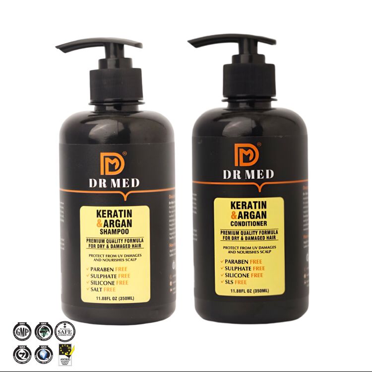 DR MED Keratin & Argan Shampoo + Conditioner Duo Pack - Protect From UV Damages And Nourishes Scalp 350ML.