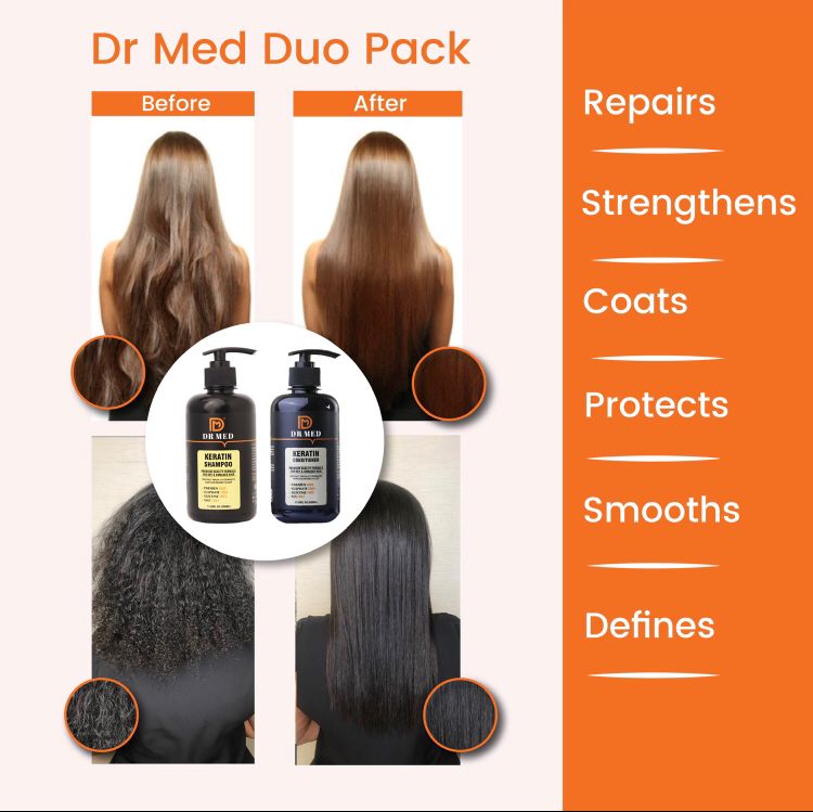 "DR MED Keratin "Professional Strength Hair Care Duo: Shampoo and Conditioner (350mL each)"