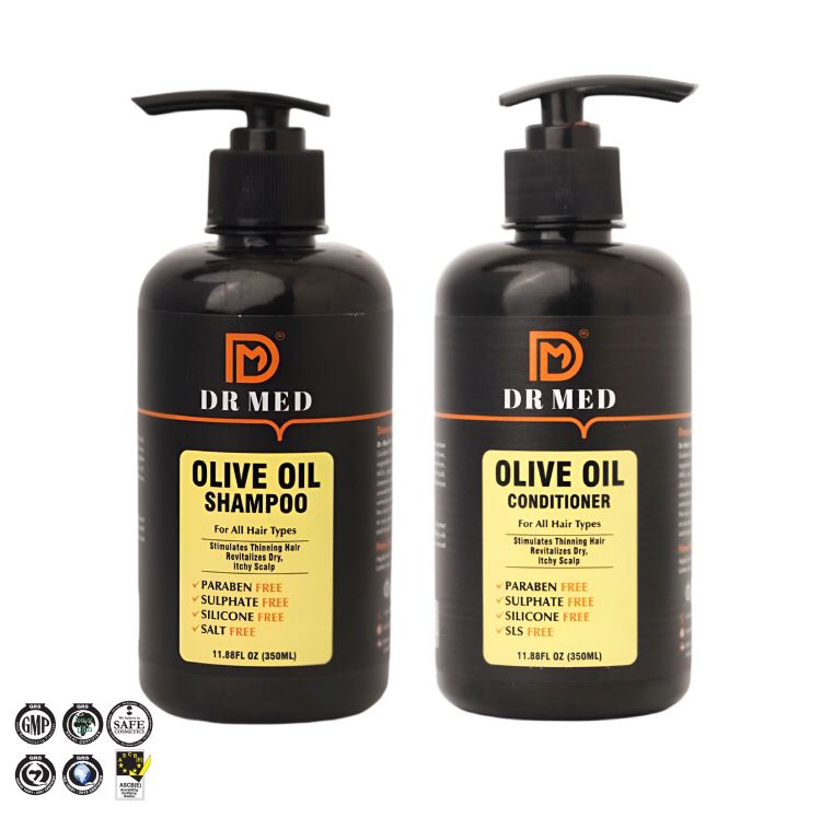 DR MED Olive Oil Shampoo+ Conditioner Duo Pack - Stimulates Thinning Hair Revitalizes Dry & Itchy Scalp 350ML.