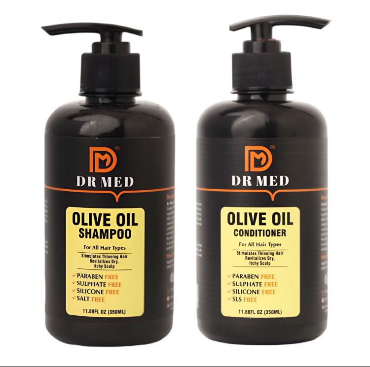 DR MED Olive Oil Shampoo+ Conditioner Duo Pack - Stimulates Thinning Hair Revitalizes Dry & Itchy Scalp 350ML.