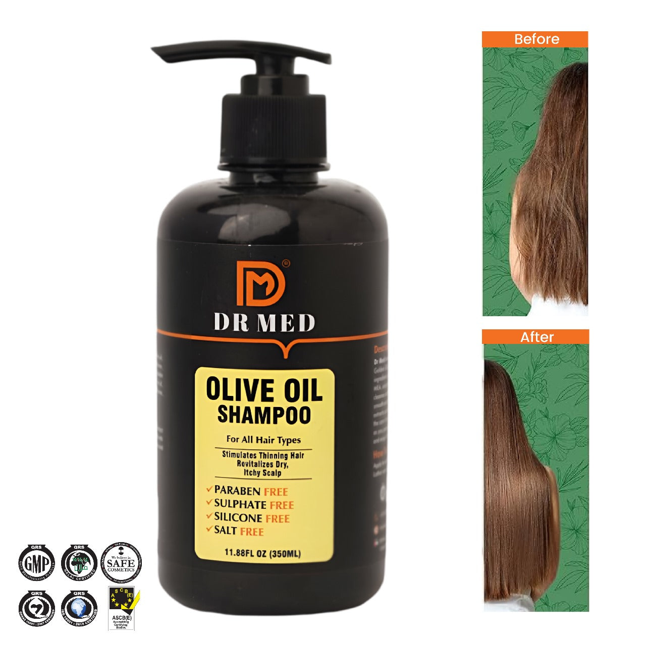 DR MED Olive Oil Shampoo - Nourishing Formula | Paraben-Free, Sulphate-Free, Salt-Free, Silicon-Free