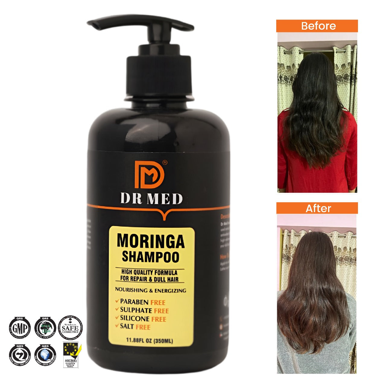 DR MED Moringa shampoo Paraben-Free, Sulphate-Free, Silicone-Free, Salt-Free 350ML.