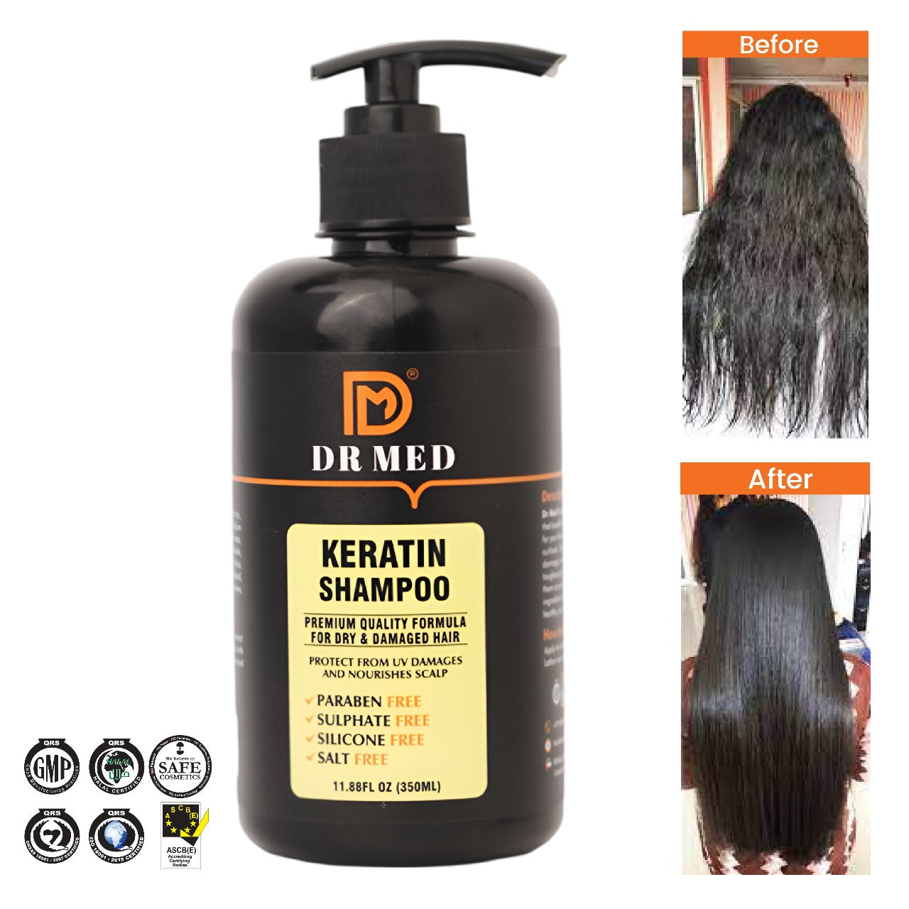 DR MED Keratin Shampoo - Paraben-Free, Sulphate-Free, Silicone-Free, Salt-Free Transformation for Strong, Silky Hair