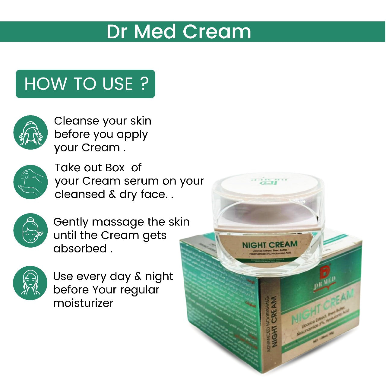 DR MED Night Cream: Overnight Radiance ( Advanced Nourishing ) 30g.