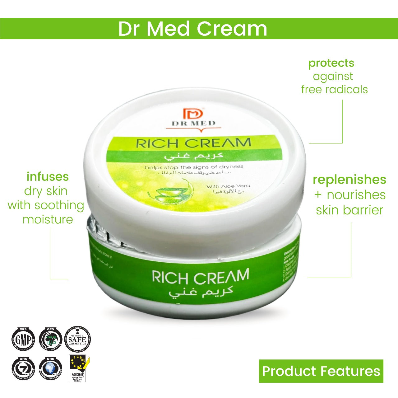 DR MED Rich Cream With Aloe Vera - Smooth and Hydrate Your Skin Naturally 100ML