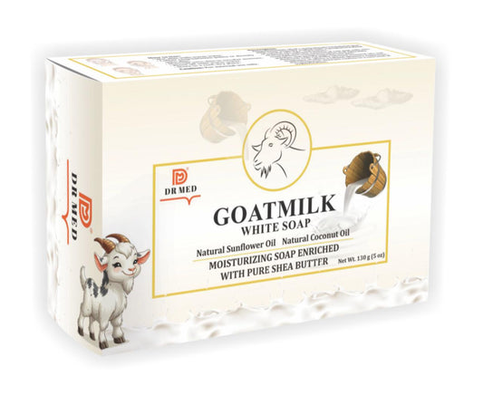 DR MED Goat Milk White Soap - Natural Sunflower Oil, Natural Coconut Oil With Pure Shea Butter 130g.