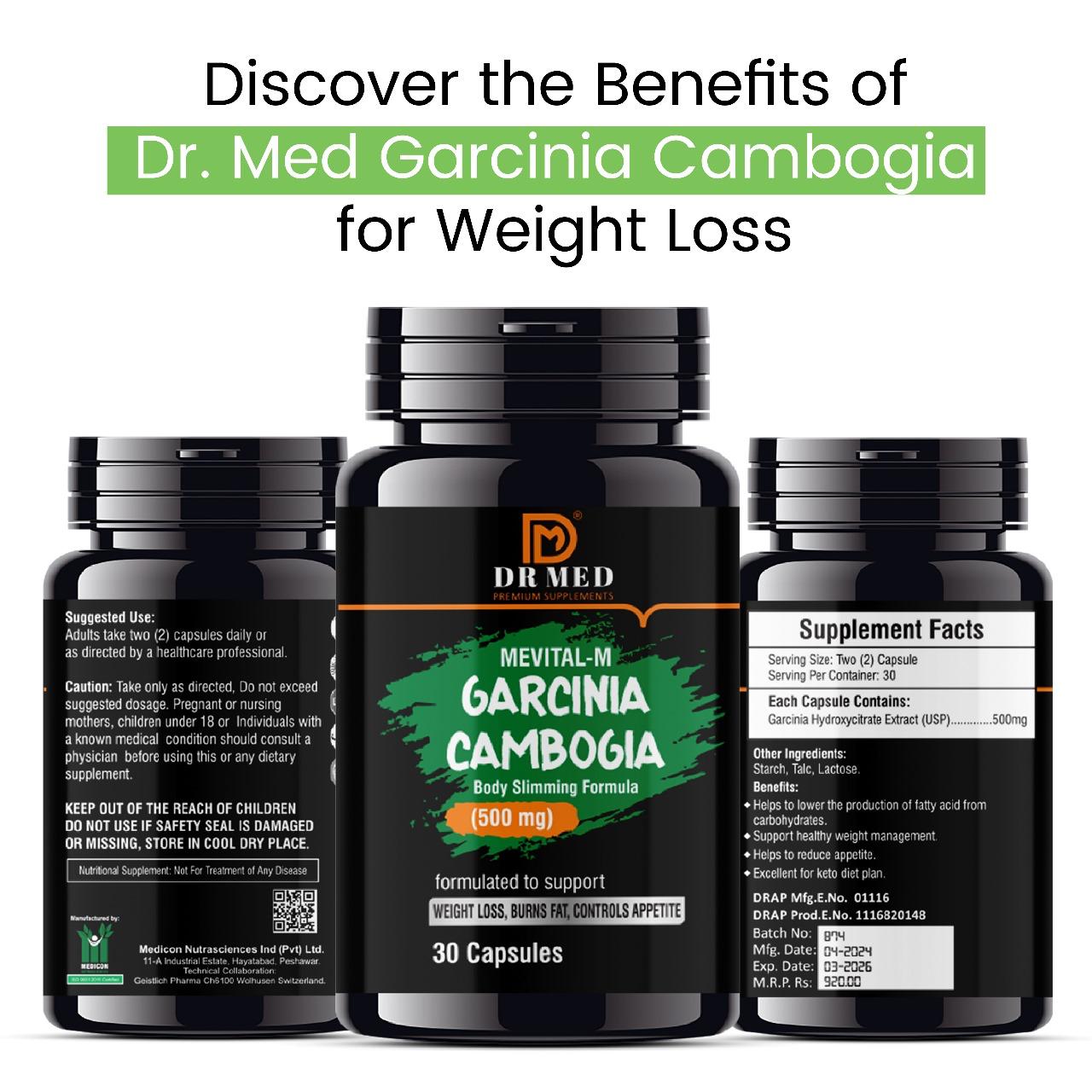 DR MED Mevital-M Garcinia Cambogia Capsules For (Loss Weight, Burns Fat, Control Appetite) 30 Capsules