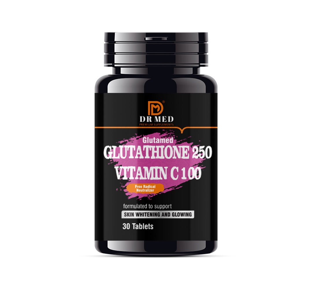 "DR MED Glutamed Glutathione 250, Vitamin C 100: Advanced Skin Brightening and Glowing Enhancement - 30 Tablets"