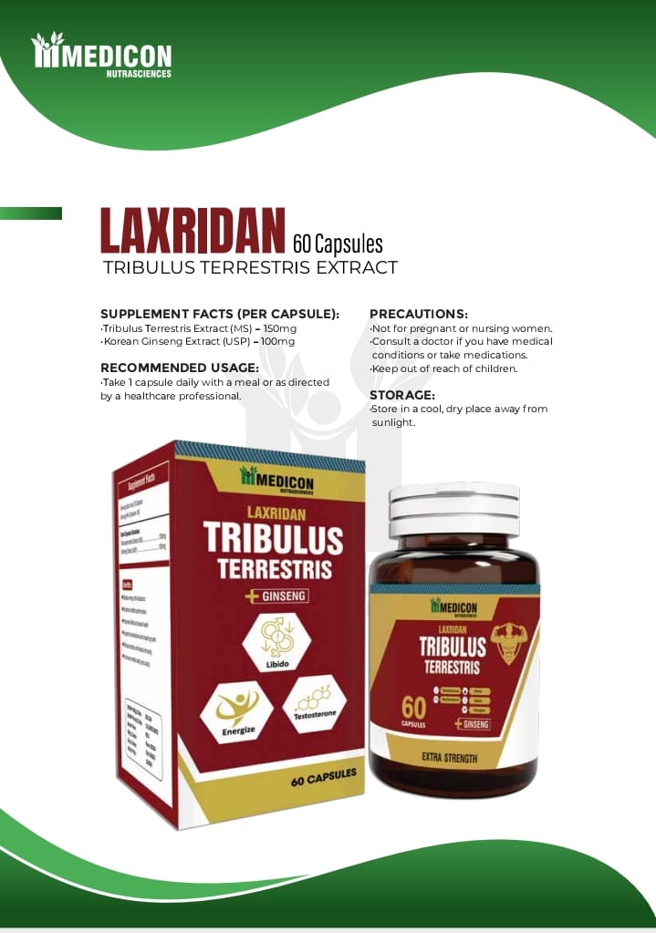 Pack of 3 Tribulus Terrestris Supplement: Boost Strength, Vitality Naturally, Muscle growth 60 Capsules