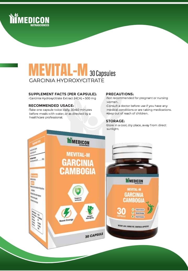 Mevital-M Garcinia Cambogia Capsules For (Loss Weight, Burns Fat, Control Appetite) 30 Capsules