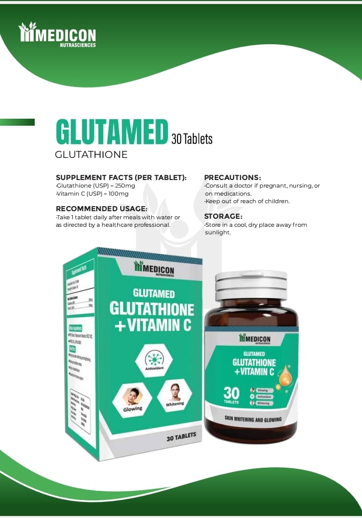 Glutathione + Vitamin C Tablets – Whitening Support, Anti-Aging & Immune Booster, High Potency Antioxidant, 30 Tablets