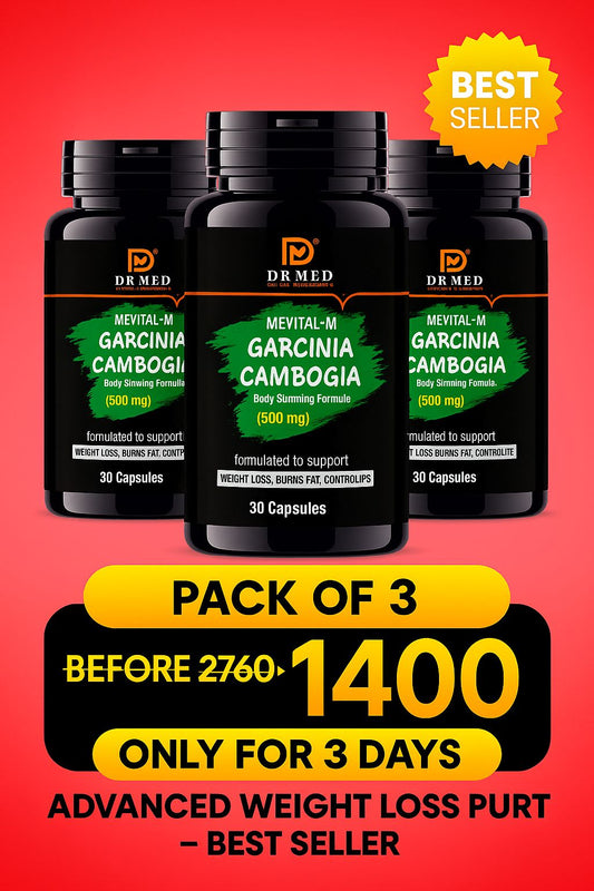 DR MED PACK OF 3  Mevital-M Garcinia Cambogia Capsules For (Loss Weight, Burns Fat, Control Appetite) 30 Capsules