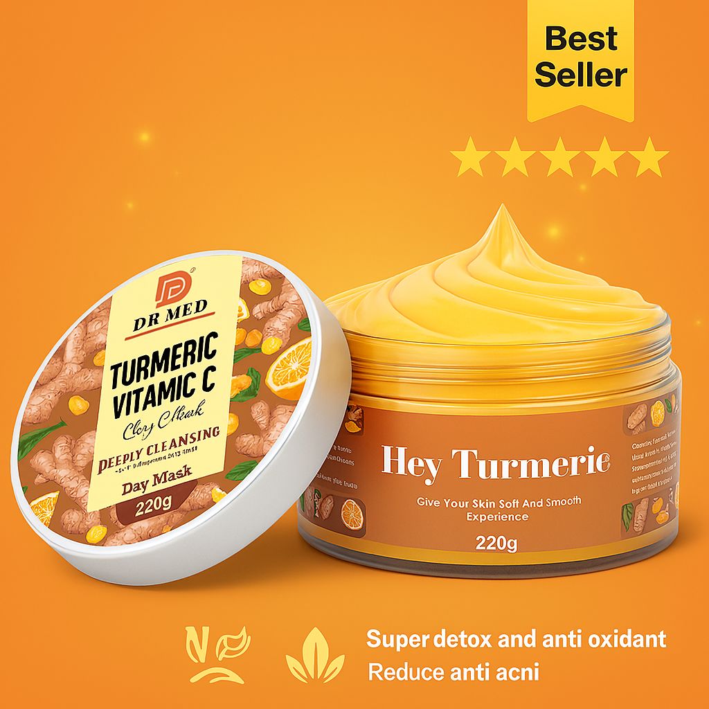 DR MED Glow Pack – Shea Sugar Scrub, Avocado Vitamin E Scrub, Turmeric + Vitamin C Clay Mask & Tea Tree Night Clay Mask (4-in-1 Skincare Set)