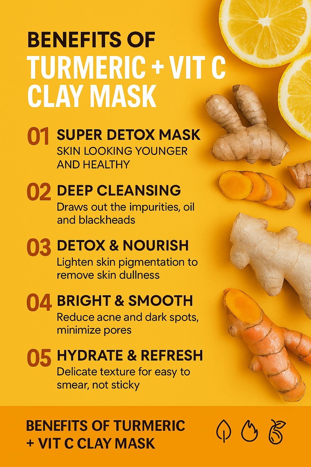 DR MED Turmeric + Vitamin C Clay Mask – Deep Cleansing Face Mask for Glowing Skin, Dark Spot Removal & Improved Complexion – 220g