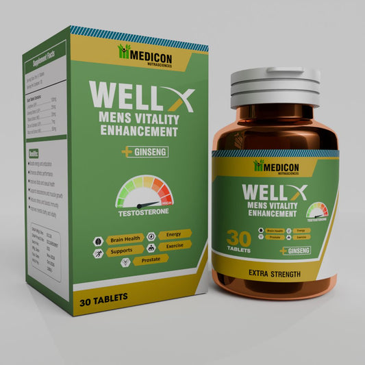 WELL-X Men's Vitality & Strength Formula – Infused Energy Booster for Stamina (30 Tablets)