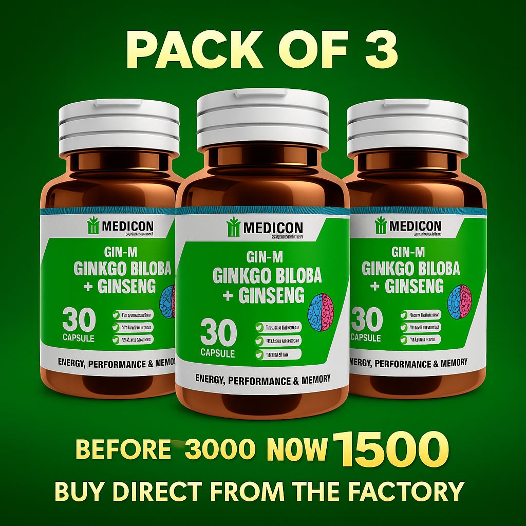 GIN-M (Ginkgo Biloba): Pack of 3 Boost Energy, Strengthen Immunity, and Enhance Memory Naturally 30 Capsules