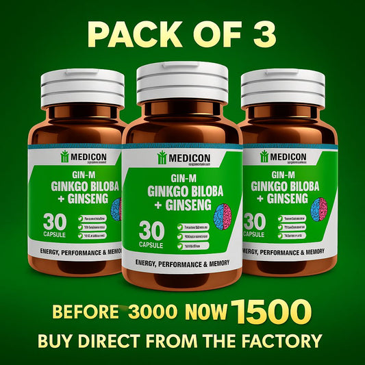 GIN-M (Ginkgo Biloba): Pack of 3 Boost Energy, Strengthen Immunity, and Enhance Memory Naturally 30 Capsules