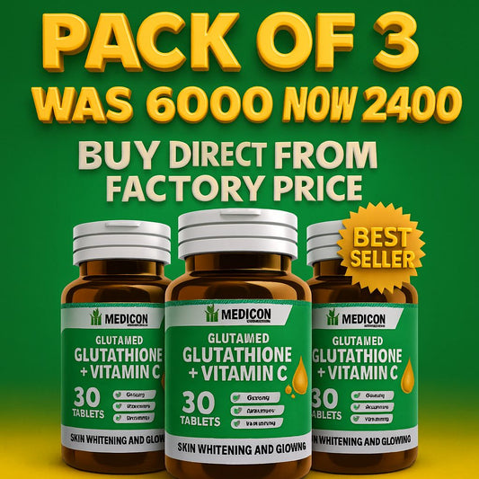 "PACK OF 3  Glutamed Glutathione 250, Vitamin C 100: Advanced Skin Brightening and Glowing Enhancement - 30 Tablets"