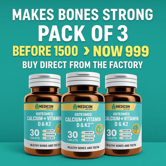Pack Of 3 "Osteomed" Advanced Calcium Plus Vitamin D3 and K2 Essential Minerals – Comprehensive Bone Health Support for Stronger Bones and Improved Absorption 30Tablets