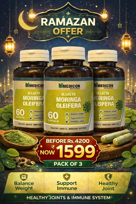 Pack of 3 - M-LACTA  (Moringa Oleifera) – Herbal Superfood for Energy, Immunity & Lactation Support – Rich in Vitamins, Minerals & Antioxidants for Overall Wellness (3 Months Complete Course) Total 180 Capsules