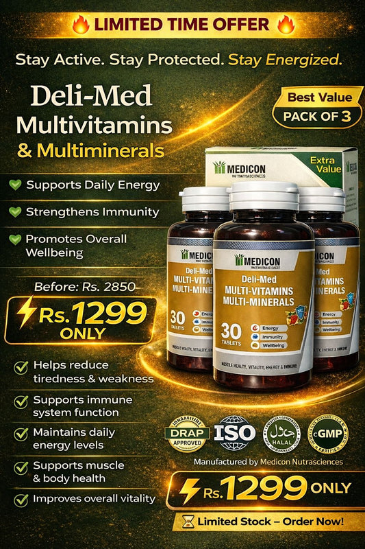 DR MED PACK OF 3 Deli-Med Multi-Vitamins & Minerals (Immunity, Energy Realse, Vitality, Skin & Hair
