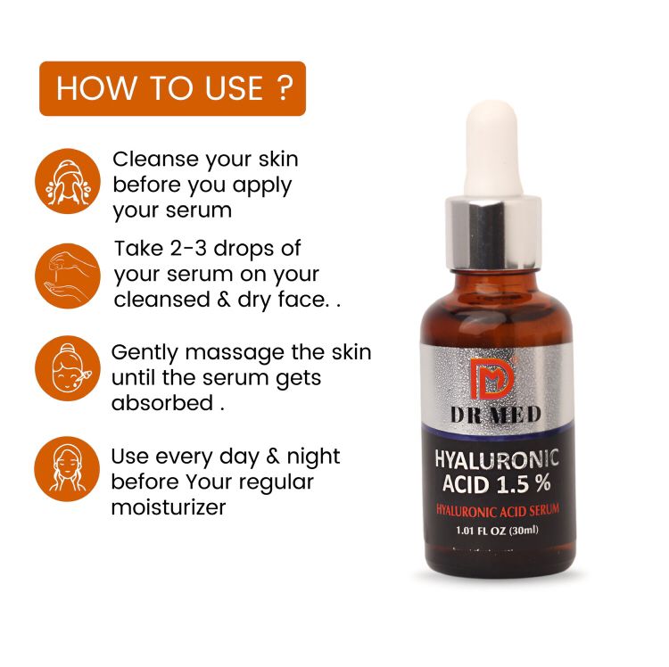 DR MED Hyaluronic Acid Serum for Face - Deeply Hydrates, Reduces Wrinkles, and Improves Skin Texture - 30 ML